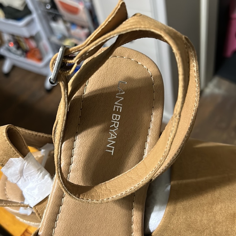 Lane Bryant Espadrille Beige Woven Women's Wedge Ankle Strap Sandals. 11W - Picture 6 of 7